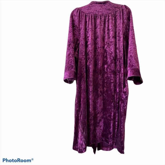 Moonbeams PURPLEE Robe House Coat crushed velvet snap front Size XXL. - Picture 8 of 14